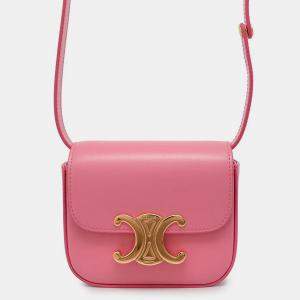 Celine Triomphe Mini Claude Pink Leather Shoulder Bag