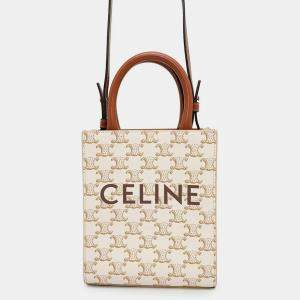 Celine Triomphe Vertical Cabas White Pvc Leather Size Mini
