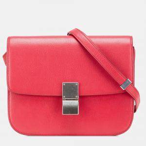 Celine Red Medium Calfskin Classic Box