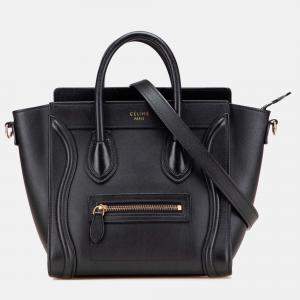 Celine Black Nano Leather Luggage Tote