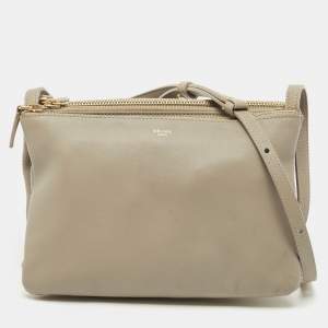 Celine Beige Leather Small Trio Crossbody Bag