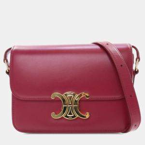Celine Red Teen Shiny Calfskin Triomphe Crossbody