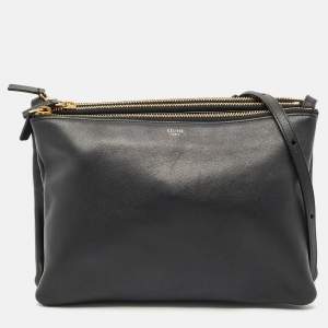 Pre Owned Céline Black Leather Large Trio Crossbody Bag