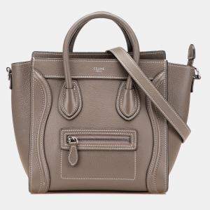 Celine Brown Nano Leather Luggage Tote