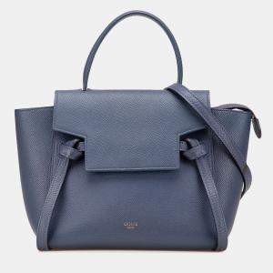 Pre Owned Celine Blue Nano Grained Calfskin Belt Bag