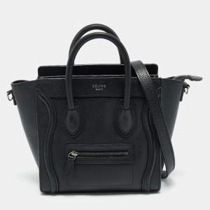 Celine Black Leather Nano Luggage Tote