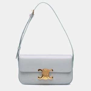 Pre Owned Celine Grey Shiny Calfskin Claude Shoulder Bag