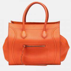 Celine Orange Medium Leather Phantom Luggage Tote