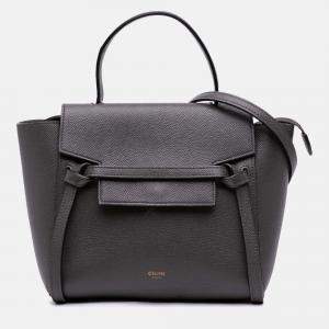 Pre Owned Celine Grey Nano Grained Calfskin Belt Bag