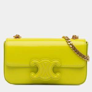 Celine Yellow Calfskin Cuir Triomphe Chain Shoulder Bag