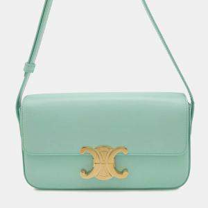 Celine Blue Shiny Calfskin Claude Shoulder Bag