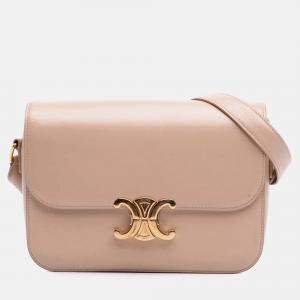 Celine Beige Classique Shiny Calfskin Triomphe Crossbody