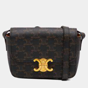 Celine Brown Teen Triomphe Coated Canvas Triomphe Crossbody