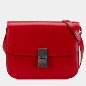 Celine Red Medium Calfskin Classic Box