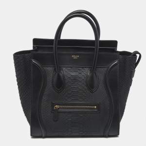Celine Black Python Mini Luggage Tote