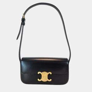 Celine Triomphe Black Shiny Calfskin Shoulder Bag