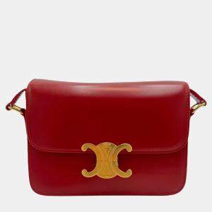 Celine Triomphe Red Calfskin Shoulder Bag