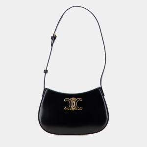 Pre Owned Celine Black Medium Shiny Calfskin Tilly Shoulder Bag