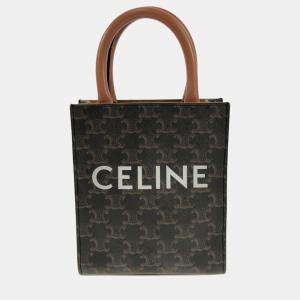 Celine Brown Mini Triomphe Coated Canvas Vertical Cabas Satchel