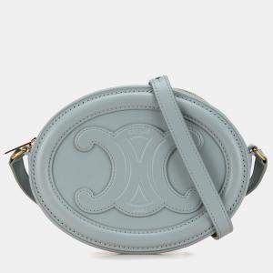 Celine Blue Small Calfskin Cuir Triomphe Oval Crossbody