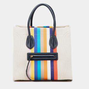 Celine Beige Medium Striped Canvas Phantom Luggage Tote