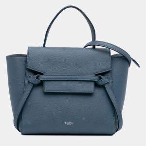 Celine Blue Nano Leather Belt Satchel