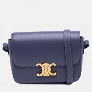 Pre Owned Celine Purple Teen Shiny Calfskin Triomphe Crossbody