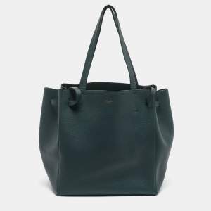 Celine Dark Green Leather Small Cabas Phantom Tote
