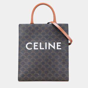Celine Brown Small Triomphe Coated Canvas Vertical Cabas Tote