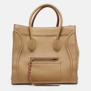 Pre Owned Celine Tan Leather Medium Phantom Luggage Tote