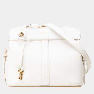 Pre Owned Celine White Teen Leather Cabas De France Crossbody