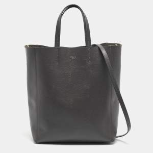 Celine Grey Leather Small Vertical Cabas Tote