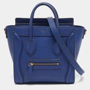 Pre Owned Celine Blue Leather Nano Luggage Tote