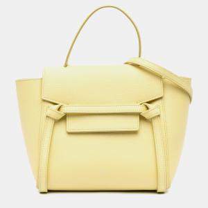 Pre Owned Celine Yellow Nano Grained Calfskin Belt Bag