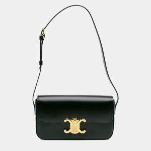 Pre Owned Celine Black Shiny Calfskin Claude Shoulder Bag