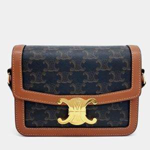 Pre Owned Celine Black Brown PVC Triumph Bag Tin