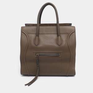 Pre Owned Celine Etoupe Leather Large Phantom Luggage Tote
