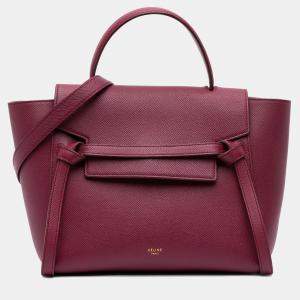 Pre Owned Celine Red Micro Grained Calfskin Belt Bag