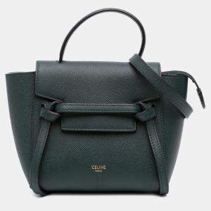 Pre Owned Celine Green Pico Grained Calfskin Belt Bag