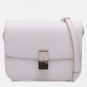Pre Owned Celine White Medium Calfskin Classic Box