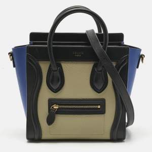 Pre Owned Celine Tricolor Leather Nano Luggage Tote