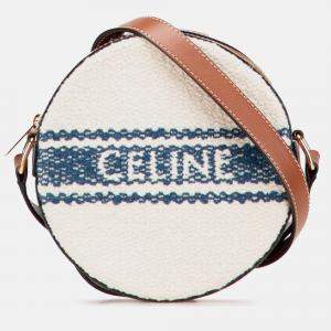 Pre Owned Celine Beige Canvas Plein Soleil Round Purse on Strap