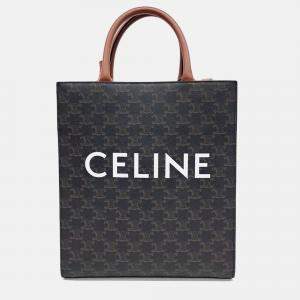 Pre Owned Celine Brown PVC Triumph Cabas Vertical Small