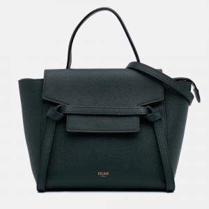 Pre Owned Celine Green Nano Grained Calfskin Belt Bag