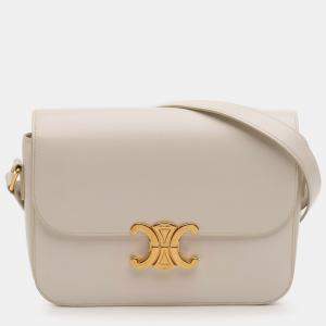 Pre Owned Celine Beige Classique Shiny Calfskin Triomphe Crossbody
