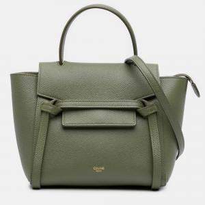 Pre Owned Celine Green Nano Grained Calfskin Belt Bag