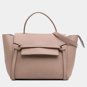 Pre Owned Celine Brown Mini Grained Calfskin Belt Bag