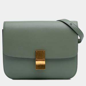 Pre Owned Celine Green Medium Calfskin Classic Box
