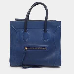 Pre Owned Celine Royal Blue Leather Small Phantom Luggage Tote