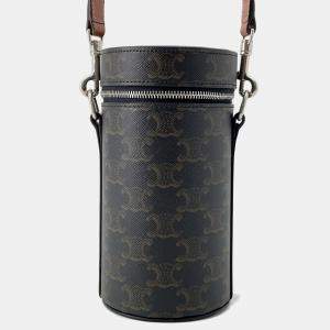 Pre Owned Celine Triomphe Cylindrical Shoulder Bag Black/Brown Pvc Leather